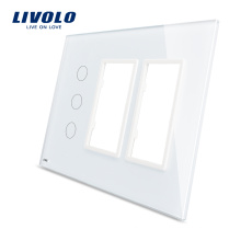 Livolo Белый 170мм * 125мм Стандарт США с тройным остеклением Стеклянная панель для настенного розетки с сенсорным переключателем VL-C5-C3 / SR / SR-11